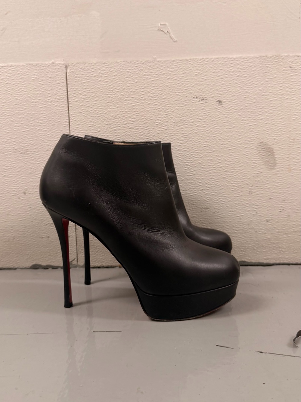 Christian Louboutin Black Leather Platform Ankle Booties